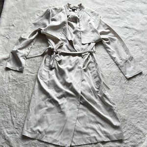 H&M Women’s Beige Trench Coat Long Belted Drape Front Jacket, Lightweight Layer